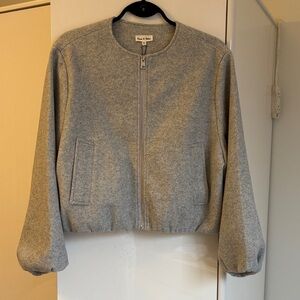 NWT Light Grey Cropped Bomber Jacket